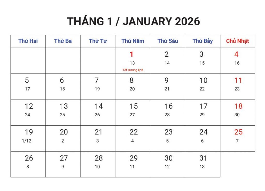 bo so lich an duong nam 2026