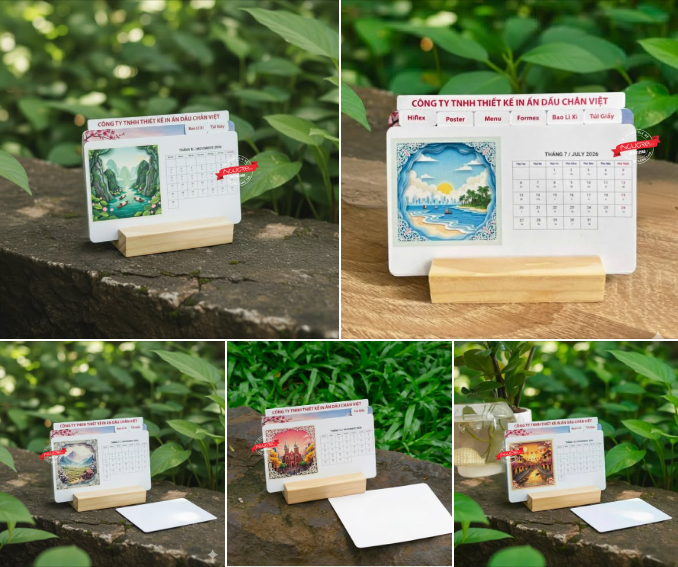 In Lịch Bàn Đế Gỗ