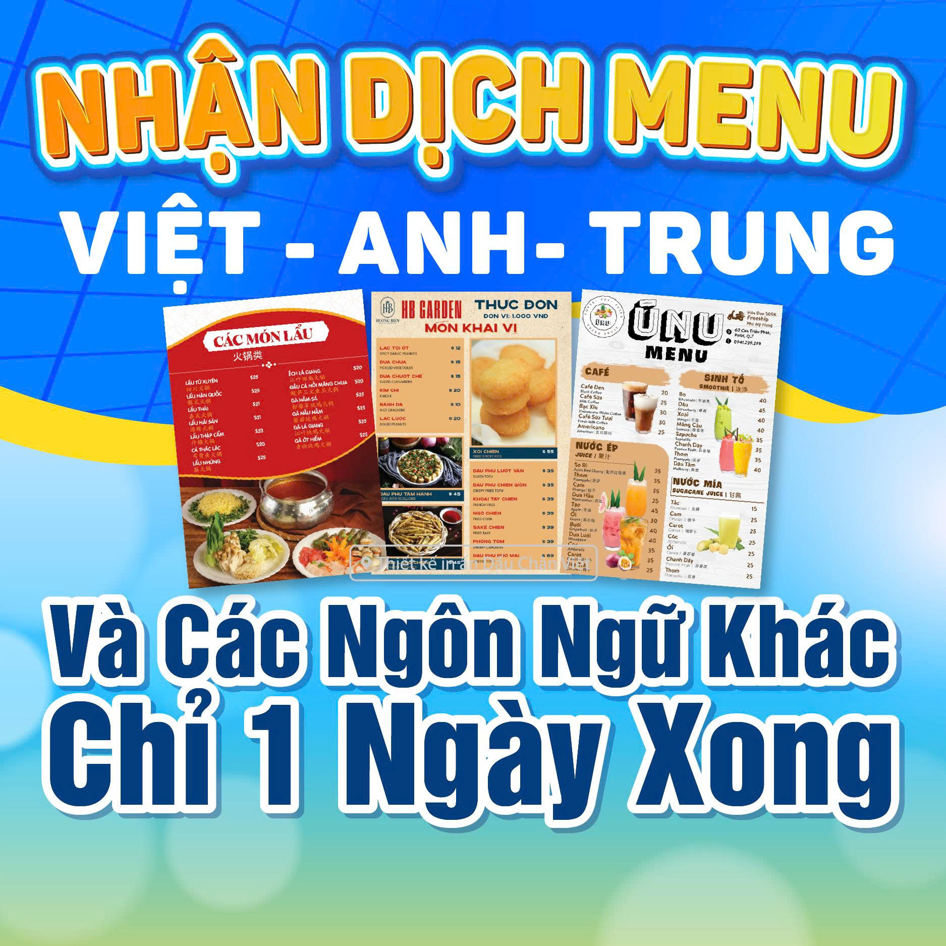 Dịch Thuật Menu Sang Tiếng Anh – Trung – Việt