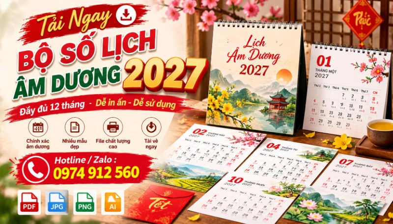 Tải Bộ Số Lịch Âm Dương 2027