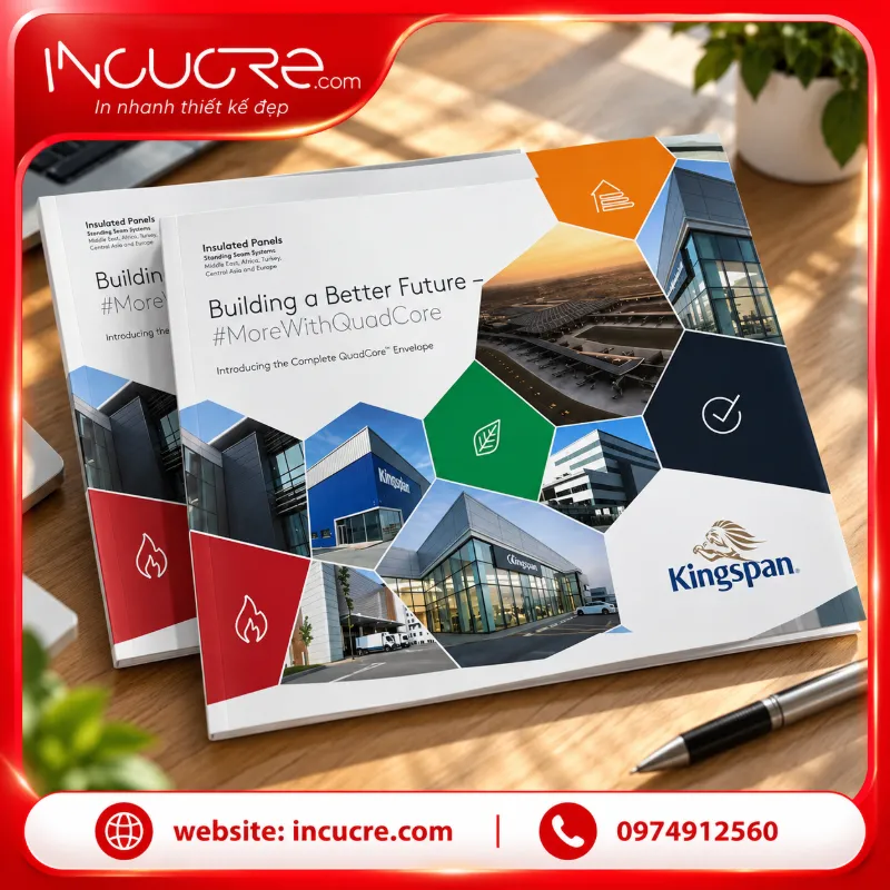 Mẫu brochure Kingspan trong khung đỏ